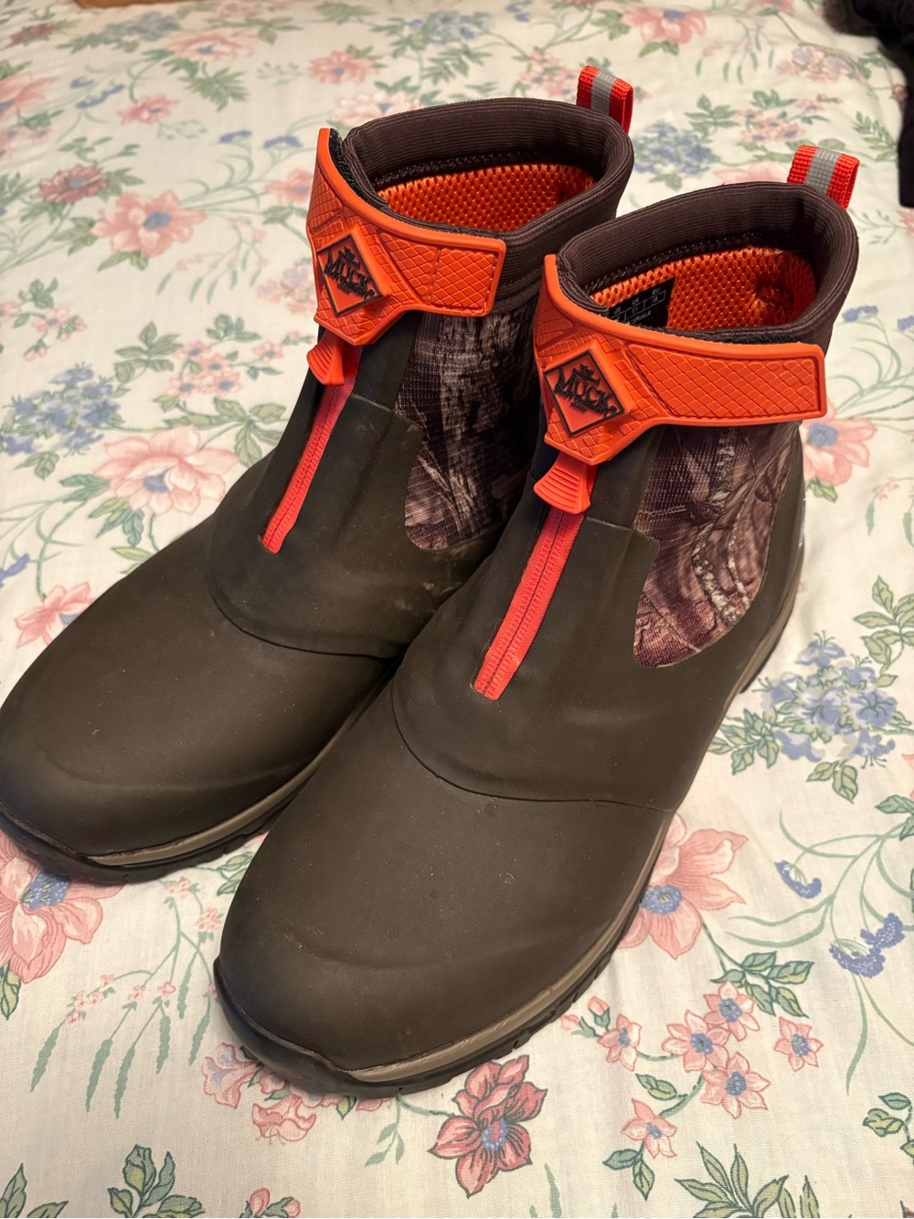 Men's Black Rain & Snow Muck Boots with Orange Accents